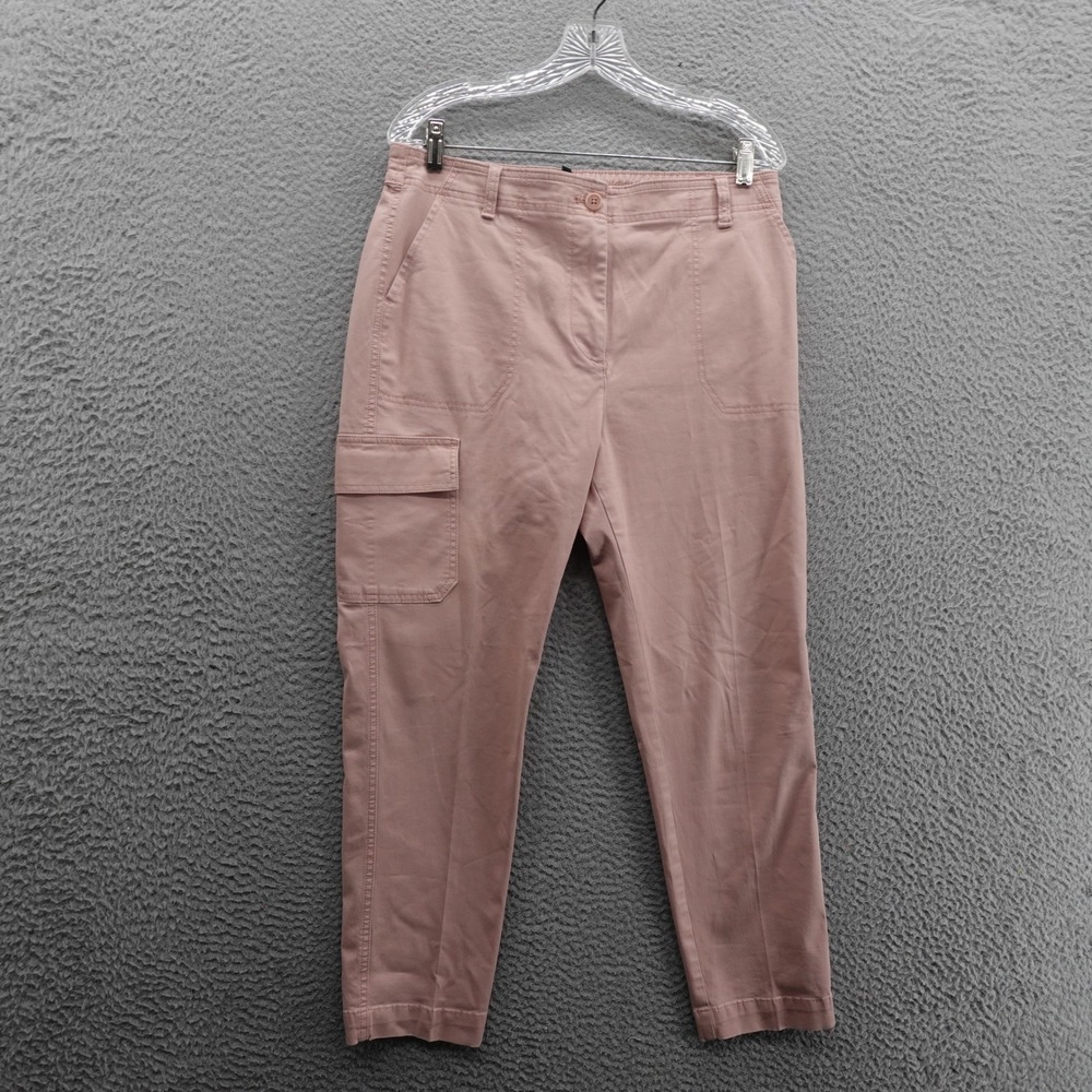 Talbots Utility Cargo Pants Size 12 Petite Pink Womens Elastic Waist Casual